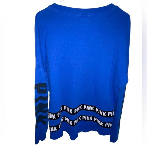 Pink Victoria's Secret Royal Blue Crewneck Sweatshirt Women's Size Small Preppy - Picture 2 of 10
